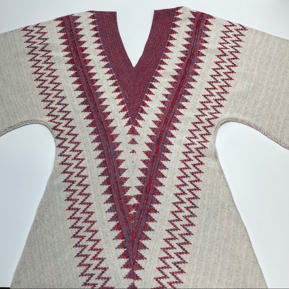 Vntg LeRoy Western Knit Dress Knitwear Cream & Woven Reds Soft EUC - Picture 8 of 12